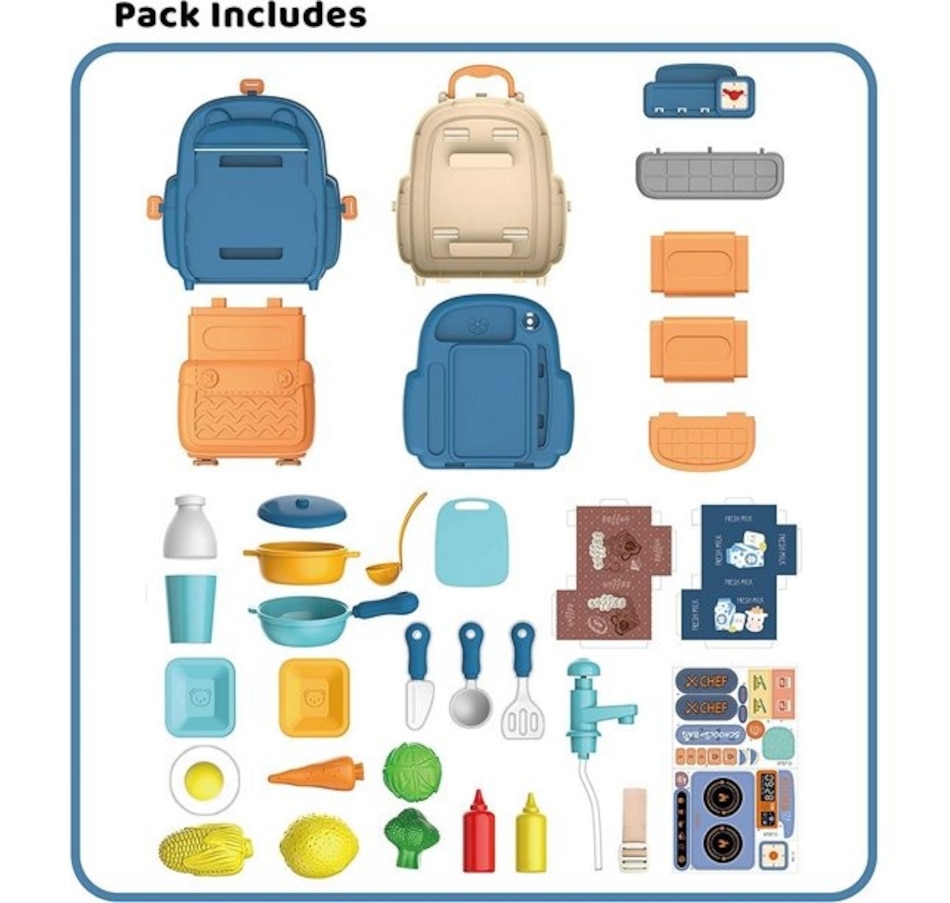 Image 931421_ALTMORE2.jpg, Product 931-421 / Price $26.99, Chef Kitchen Play Set in Backpack – Portable Toy for Ages 3+ | 34 Piece Kitchen and Role-Playing Accessories from Tradeopia on TSC.ca's Toys & Hobbies department