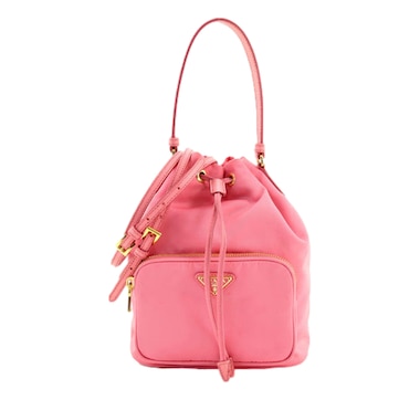 Prada Re-Nylon Saffiano Duet Bucket Crossbody Bag Small Begonia Pink