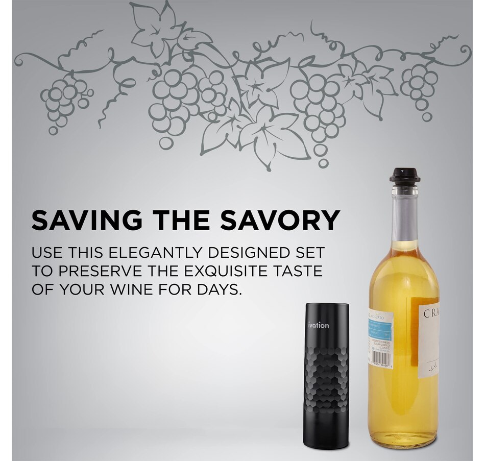 Image 931725_ALTMORE3.jpg, Product 931-725 / Price $59.99, Ivation 6-Piece Rechargeable Wine Saver Pump with Reusable Wine Stoppers from Ivation on TSC.ca's Kitchen department