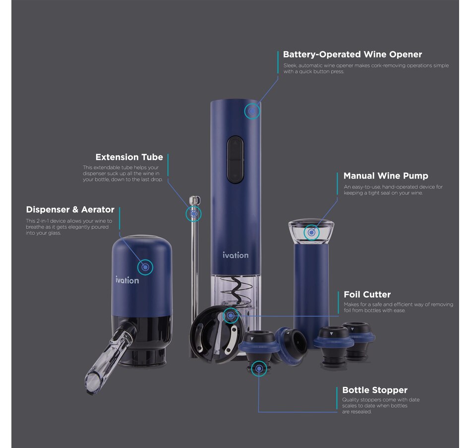 Image 931727_ALTMORE1.jpg, Product 931-727 / Price $79.99, Ivation All-in-One Wine Gift Set - Wine Accessory Kit with Automatic Electric Bottle Opener & More from Ivation on TSC.ca's Kitchen department