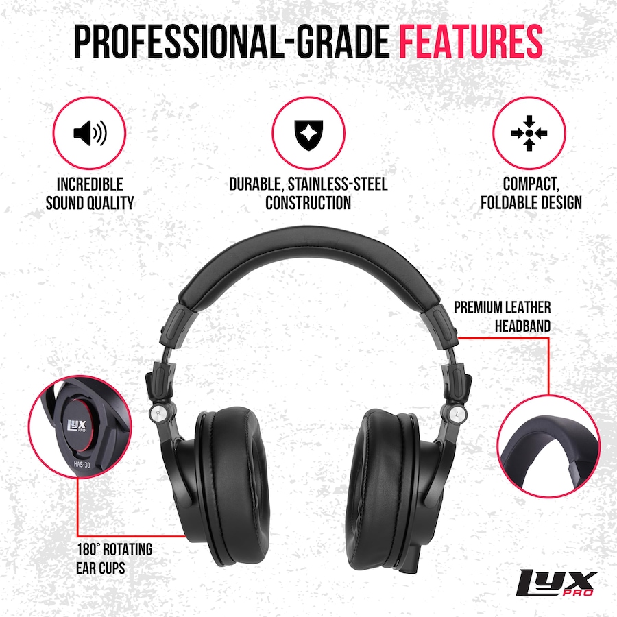 Image 931744_ALTMORE2.jpg, Product 931-744 / Price $79.99, LyxPro HAS-30 Noise-Canceling DJ Headphones, Over-Ear Studio Headphones, Black from LyxPro on TSC.ca's Toys & Hobbies department