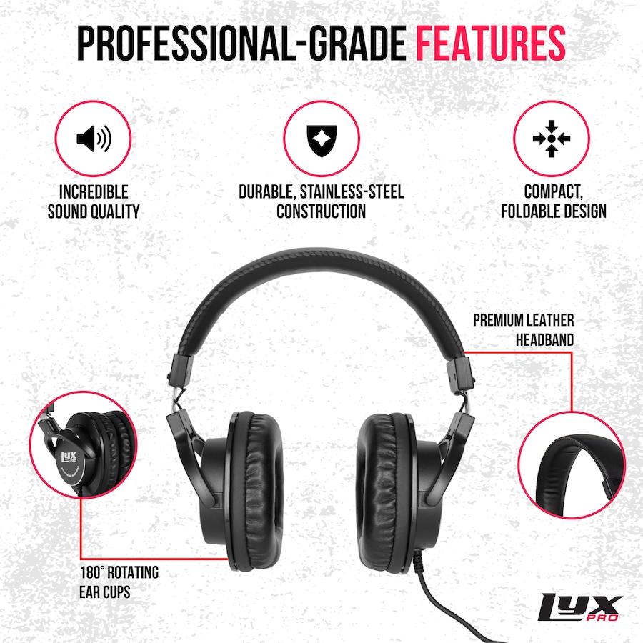 Image 931759_ALTMORE2.jpg, Product 931-759 / Price $59.99, LyxPro HAS-10 Noise-Canceling DJ Headphones, Over-Ear Studio Headphones, Black from LyxPro on TSC.ca's Toys & Hobbies department