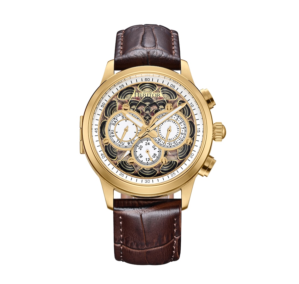 Image 932384_ST06.jpg, Product 932-384 / Price $151.70, Heritor Automatic Apostle Leather-Band Watch w/ Day/Date from Heritor on TSC.ca's Jewellery department