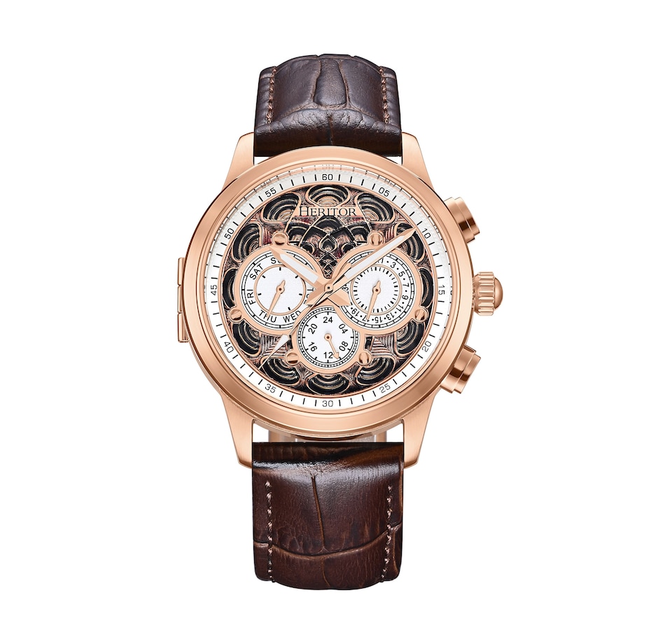 Image 932384_ST07.jpg, Product 932-384 / Price $151.70, Heritor Automatic Apostle Leather-Band Watch w/ Day/Date from Heritor on TSC.ca's Jewellery department