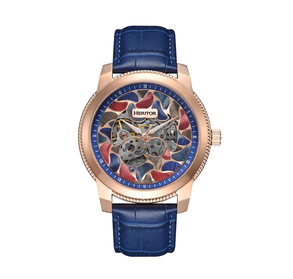 Image 932386_ST01.jpg, Product 932-386 / Price $184.10, Heritor Automatic Emmanuel Semi-Skeleton Leather-Band Watch from Heritor on TSC.ca's Jewellery department
