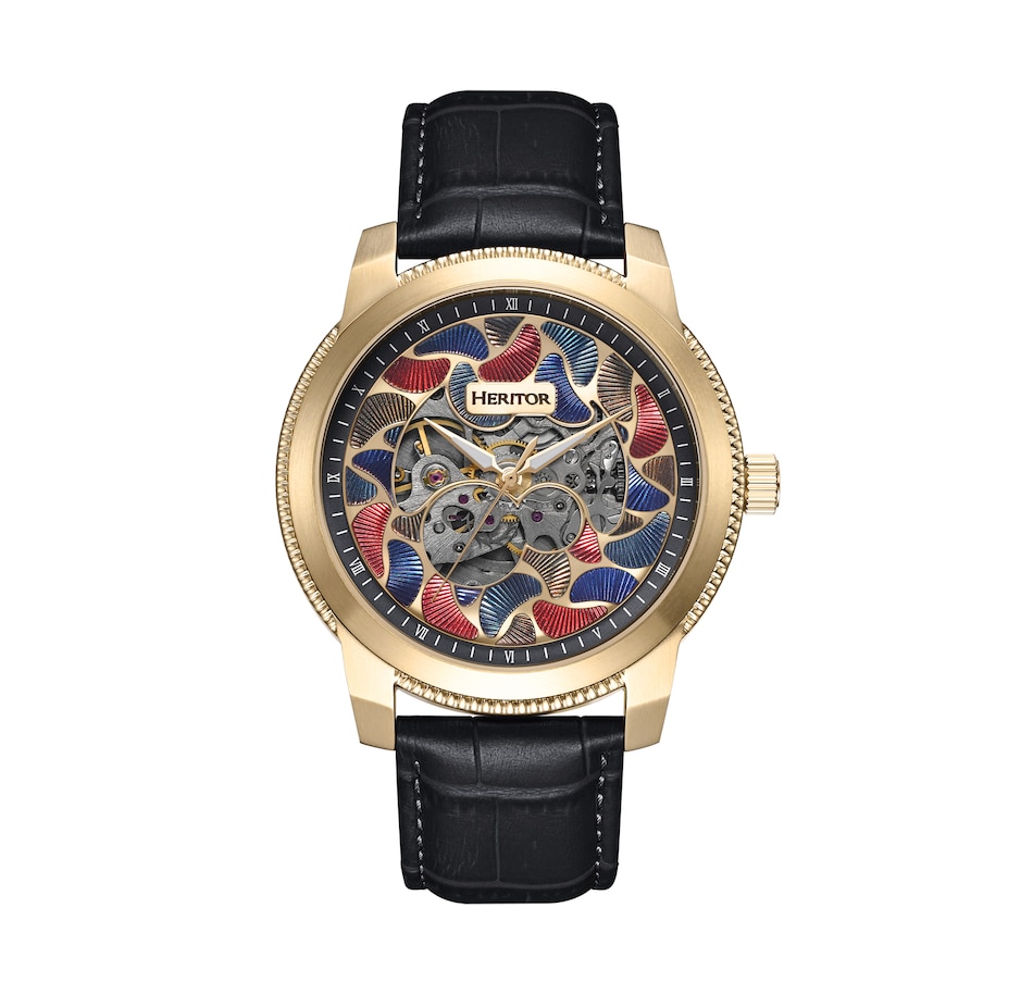 Image 932386_ST02.jpg, Product 932-386 / Price $184.10, Heritor Automatic Emmanuel Semi-Skeleton Leather-Band Watch from Heritor on TSC.ca's Jewellery department