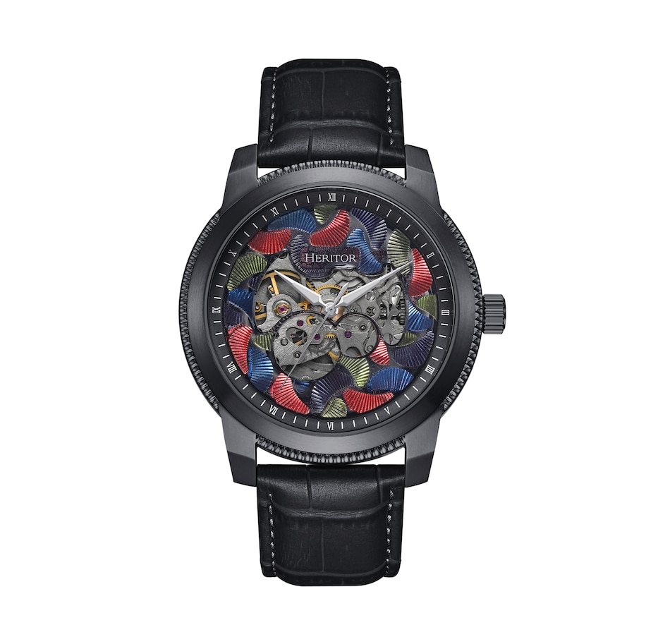 Image 932386_ST03.jpg, Product 932-386 / Price $184.10, Heritor Automatic Emmanuel Semi-Skeleton Leather-Band Watch from Heritor on TSC.ca's Jewellery department