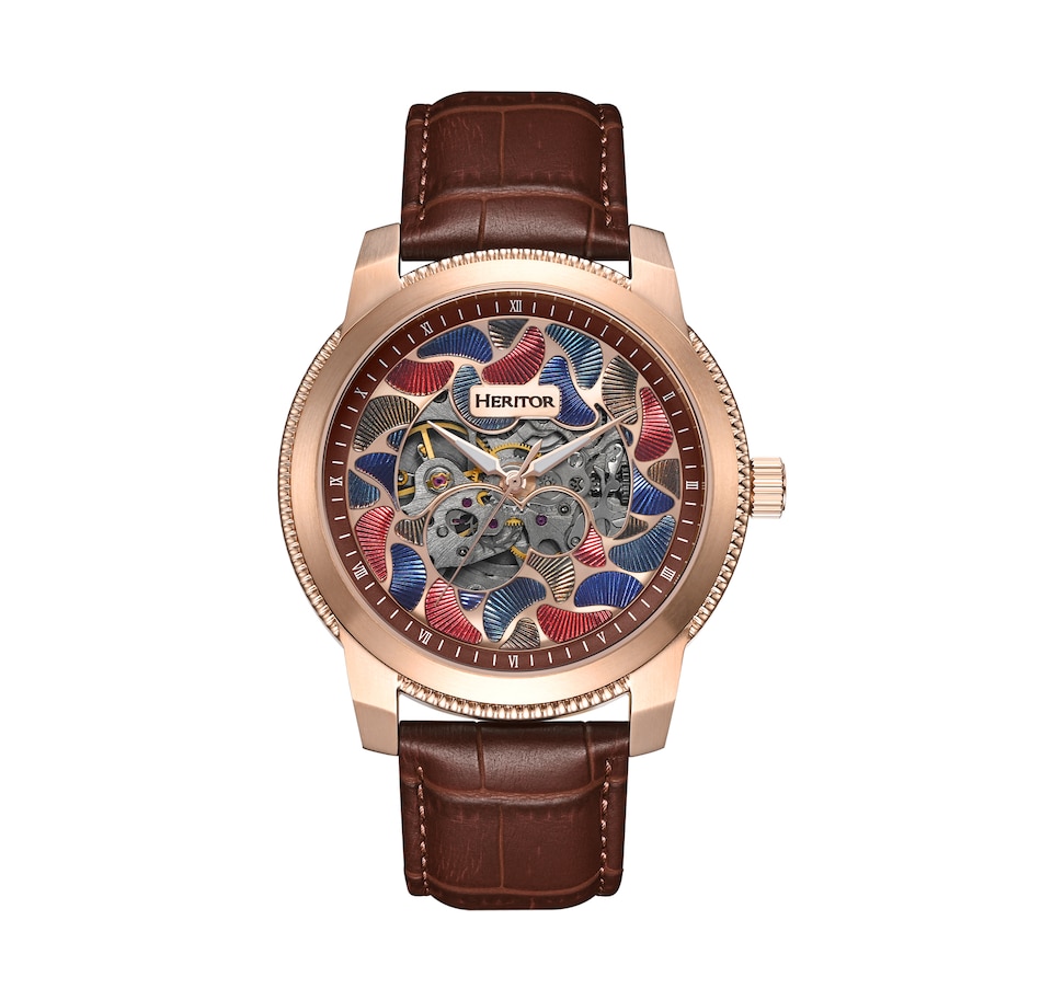 Image 932386_ST04.jpg, Product 932-386 / Price $184.10, Heritor Automatic Emmanuel Semi-Skeleton Leather-Band Watch from Heritor on TSC.ca's Jewellery department