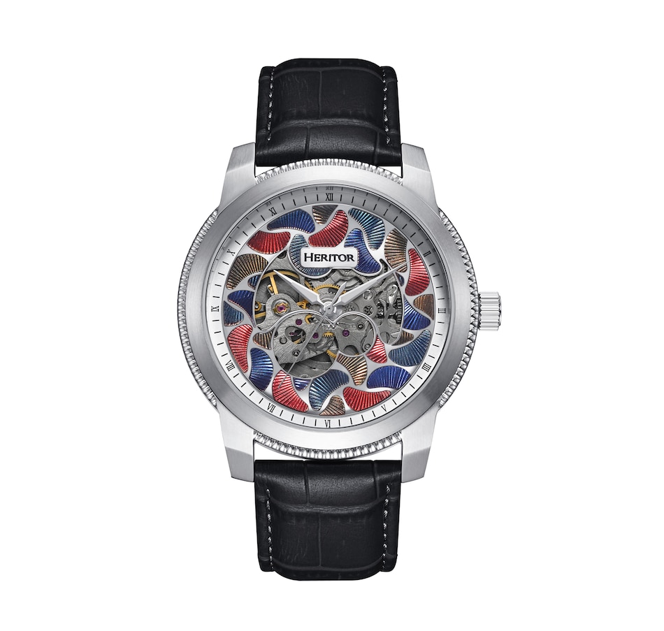 Image 932386_ST05.jpg, Product 932-386 / Price $184.10, Heritor Automatic Emmanuel Semi-Skeleton Leather-Band Watch from Heritor on TSC.ca's Jewellery department