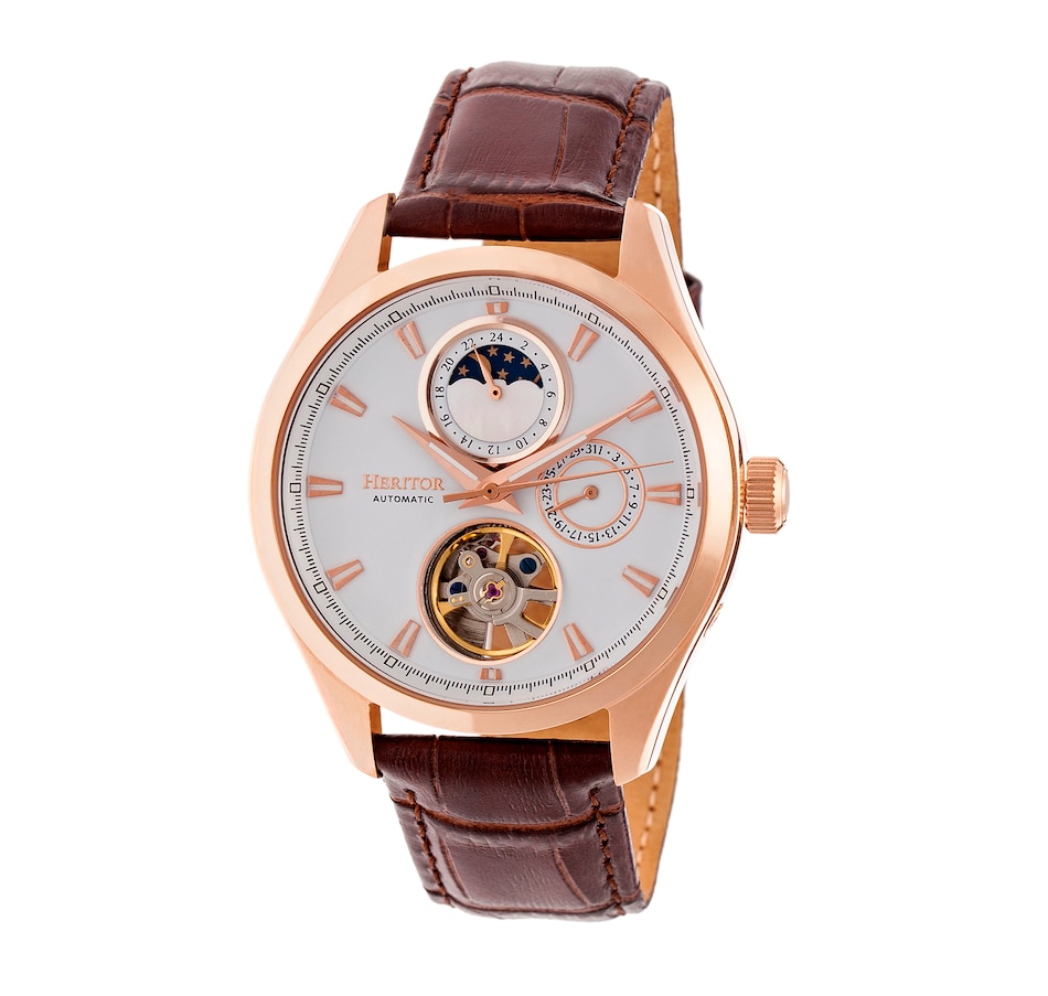 Image 932401_ST03.jpg, Product 932-401 / Price $161.05 - $185.05, Heritor Automatic Sebastian Semi-Skeleton Leather-Band Watch from Heritor on TSC.ca's Jewellery department