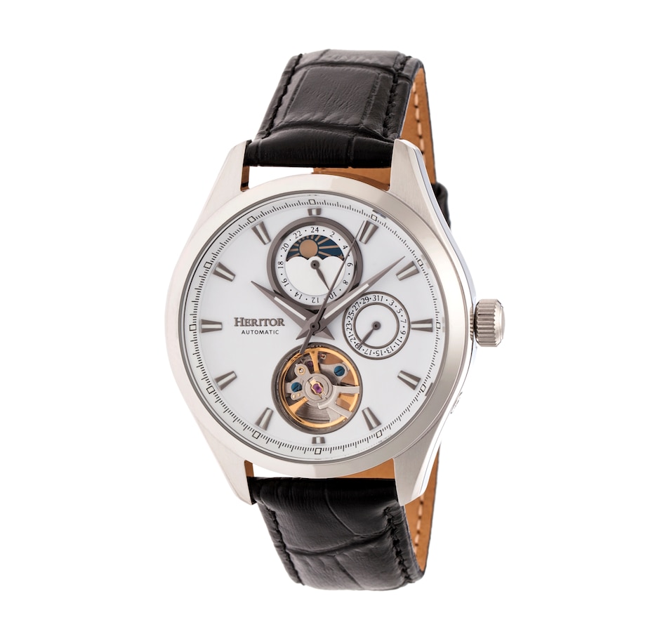 Image 932401_ST04.jpg, Product 932-401 / Price $161.05 - $185.05, Heritor Automatic Sebastian Semi-Skeleton Leather-Band Watch from Heritor on TSC.ca's Jewellery department