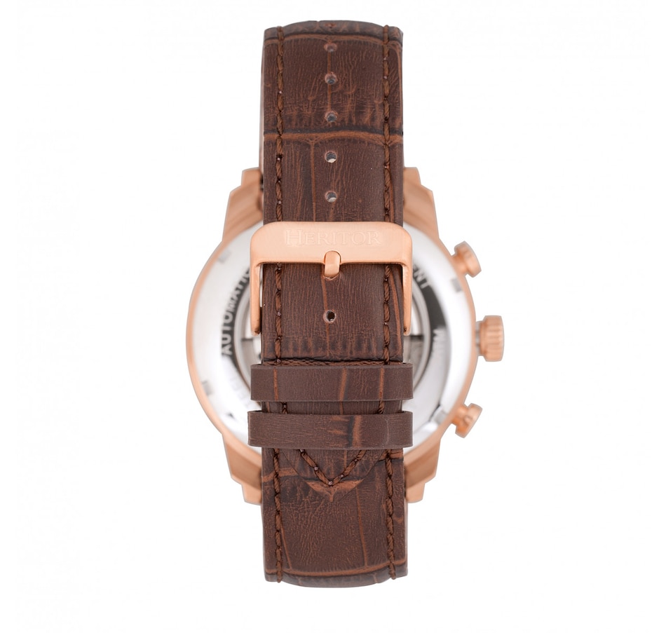 Image 932405_ALTMORE1.jpg, Product 932-405 / Price $148.56, Heritor Automatic Arthur Semi-Skeleton Leather-Band Watch w/ Day/Date from Heritor on TSC.ca's Jewellery department
