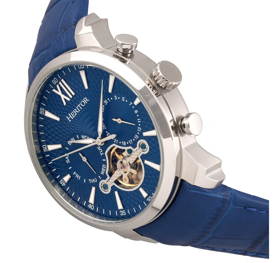 Image 932405_ALTMORE6.jpg, Product 932-405 / Price $148.56, Heritor Automatic Arthur Semi-Skeleton Leather-Band Watch w/ Day/Date from Heritor on TSC.ca's Jewellery department
