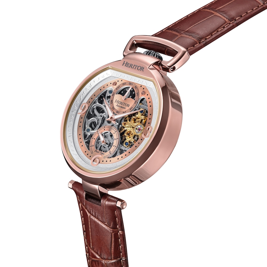 Image 932412_ALTMORE9.jpg, Product 932-412 / Price $134.00 - $167.50, Heritor Automatic Lincoln Leather-Band Skeleton Watch with Moon Phase from Heritor on TSC.ca's Jewellery department