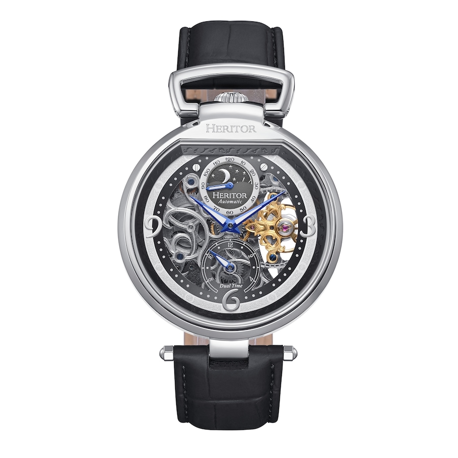 Image 932412_ST04.jpg, Product 932-412 / Price $134.00 - $167.50, Heritor Automatic Lincoln Leather-Band Skeleton Watch with Moon Phase from Heritor on TSC.ca's Jewellery department