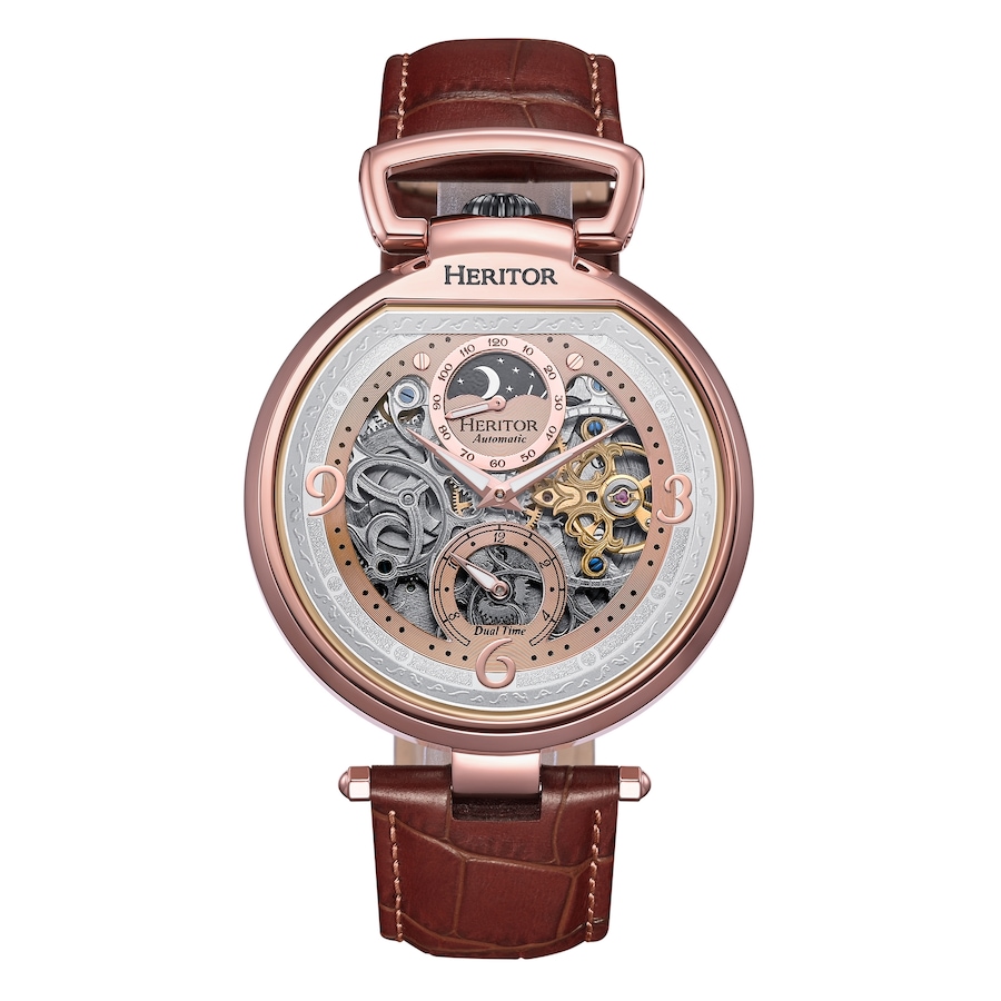 Image 932412_ST05.jpg, Product 932-412 / Price $134.00 - $167.50, Heritor Automatic Lincoln Leather-Band Skeleton Watch with Moon Phase from Heritor on TSC.ca's Jewellery department