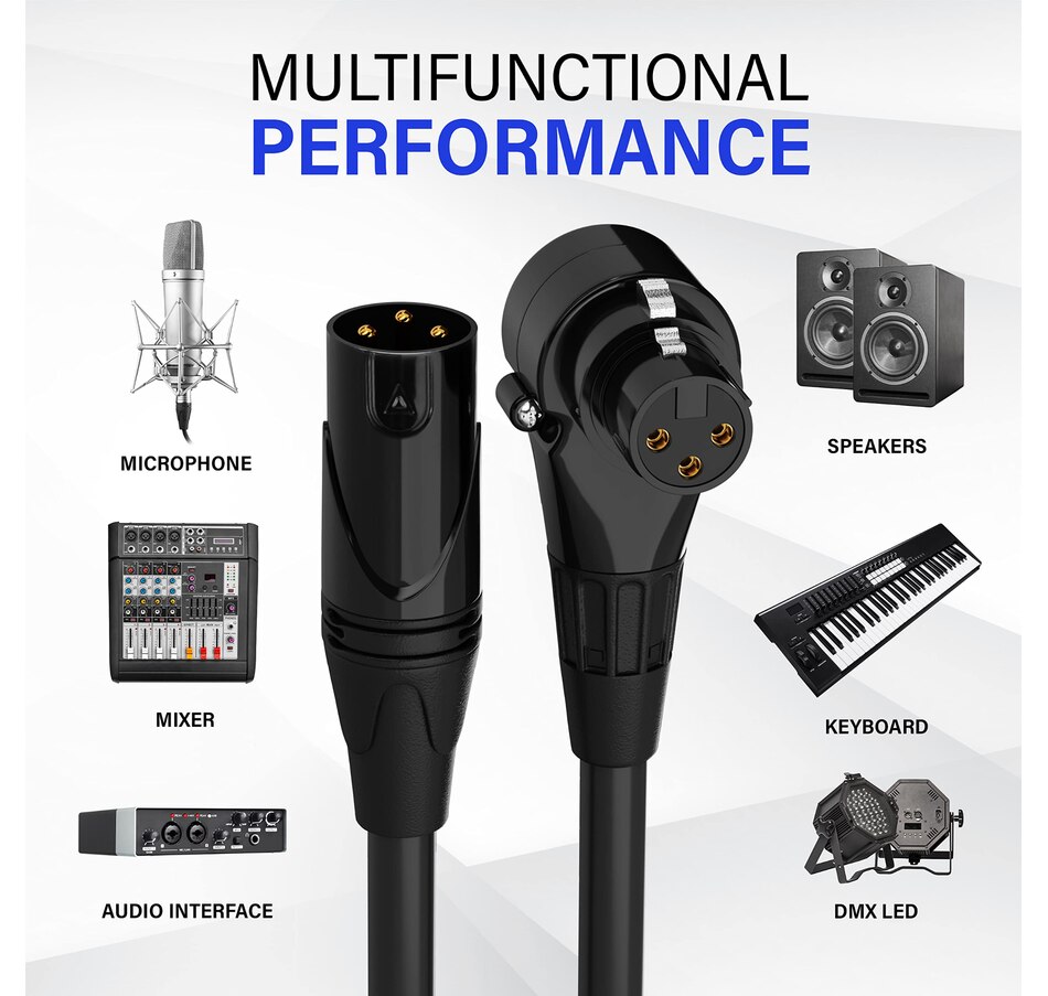 Image 933627_ALTMORE5.jpg, Product 933-627 / Price $22.99, LyxPro 6 Feet Right Angle XLR Microphone Cable, Female to Male XLR Cable - Blue from LyxPro on TSC.ca's Toys & Hobbies department
