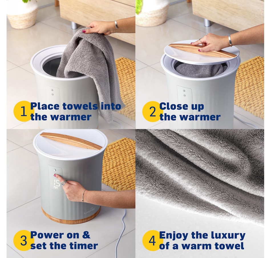 Image 933696_ALTMORE7.jpg, Product 933-696 / Price $149.00, LiveFine Towel Warmer, Bucket Heater W/LED Display Fits 40”x70” Towel, White from LiveFine on TSC.ca's Kitchen department