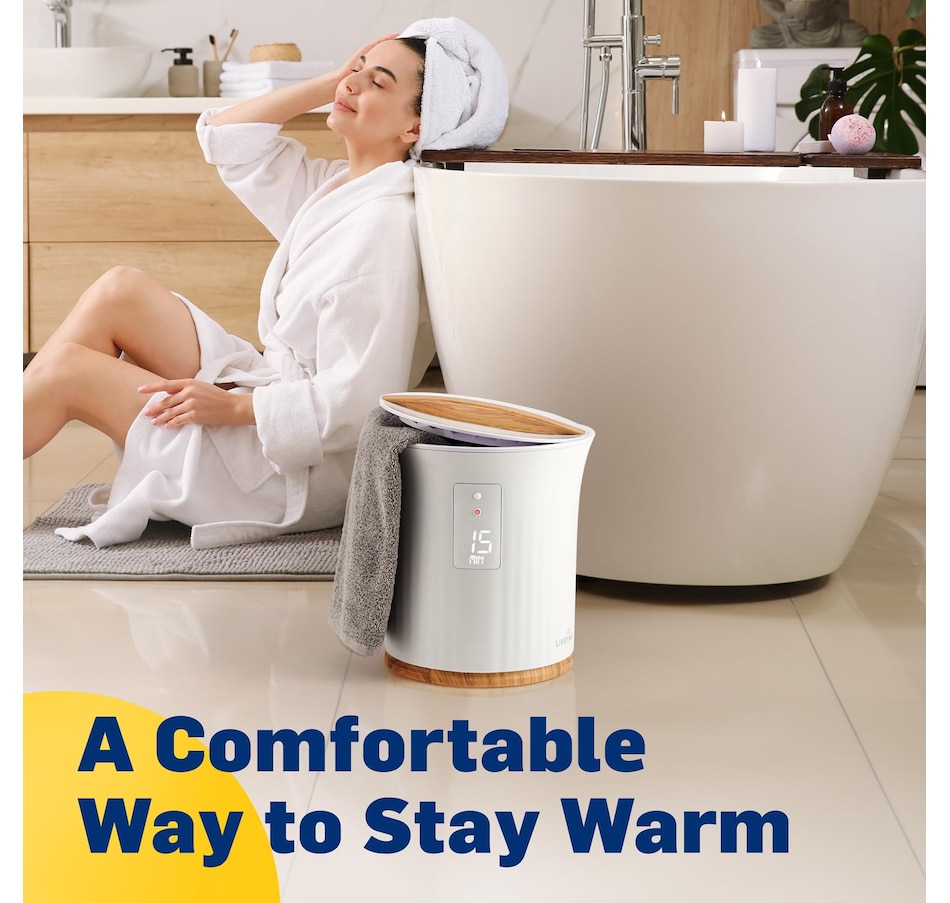 Image 933696_ALTMORE8.jpg, Product 933-696 / Price $149.00, LiveFine Towel Warmer, Bucket Heater W/LED Display Fits 40”x70” Towel, White from LiveFine on TSC.ca's Kitchen department