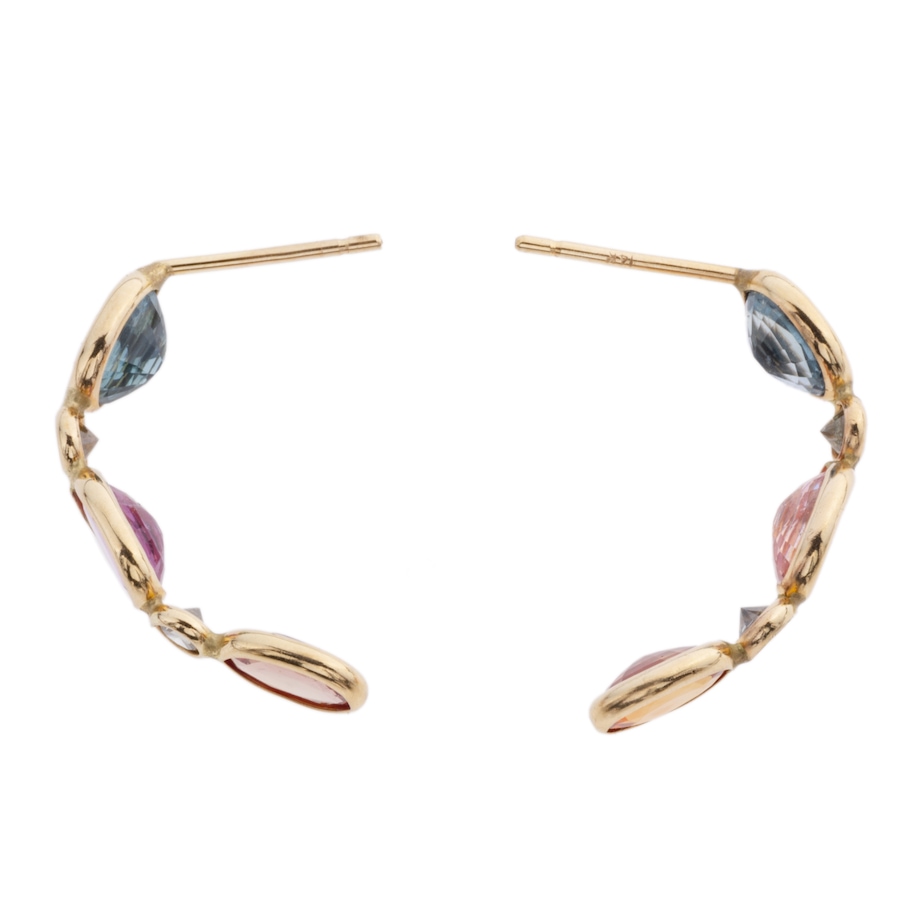 Image 933756_ALTMORE3.jpg, Product 933-756 / Price $899.95, 14K Yellow Gold Triple Sapphire & Fancy Brown-Yellow Diamond Drop Earrings — 2.70ctw Coloured Stone from Estate Jewel Finds on TSC.ca's Jewellery department