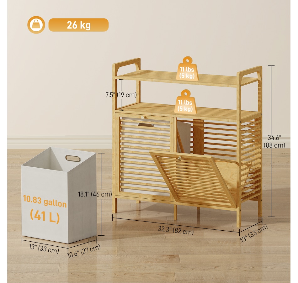 Image 934424_ALTMORE2.jpg, Product 934-424 / Price $124.99, HOMCOM Double Tilt Out Laundry Hamper, Bamboo Laundry Cabinet, Natural from HOMCOM on TSC.ca's Home & Garden department