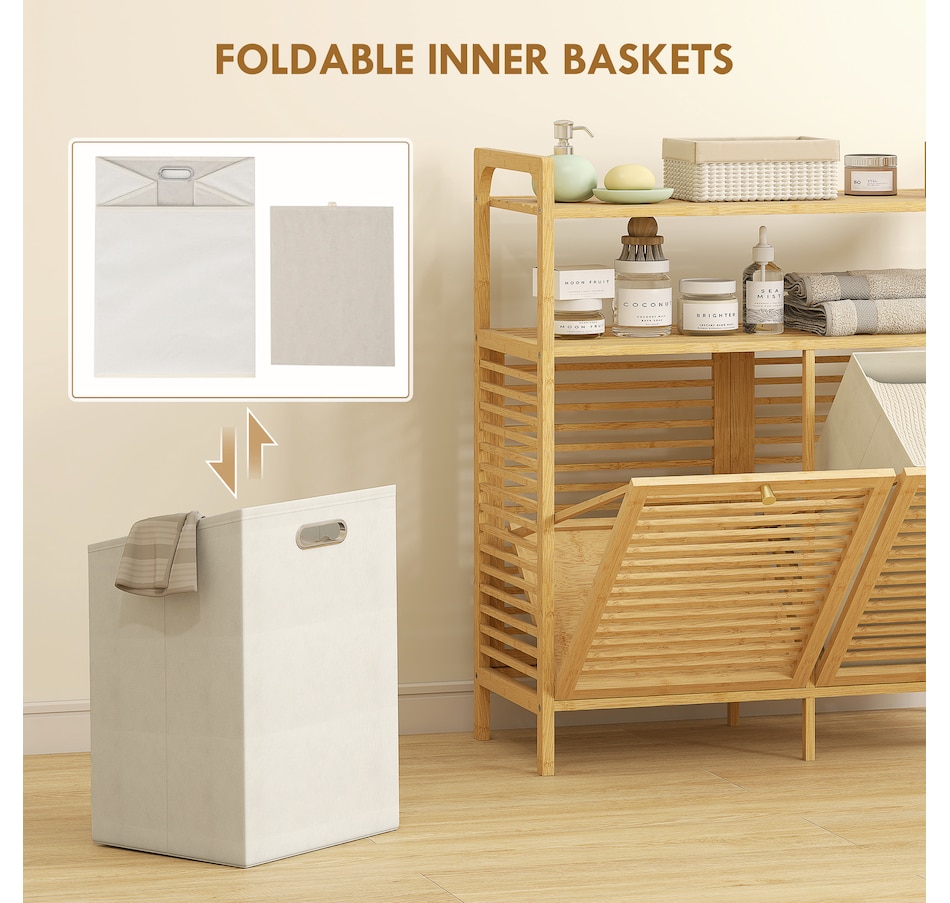 Image 934424_ALTMORE4.jpg, Product 934-424 / Price $124.99, HOMCOM Double Tilt Out Laundry Hamper, Bamboo Laundry Cabinet, Natural from HOMCOM on TSC.ca's Home & Garden department