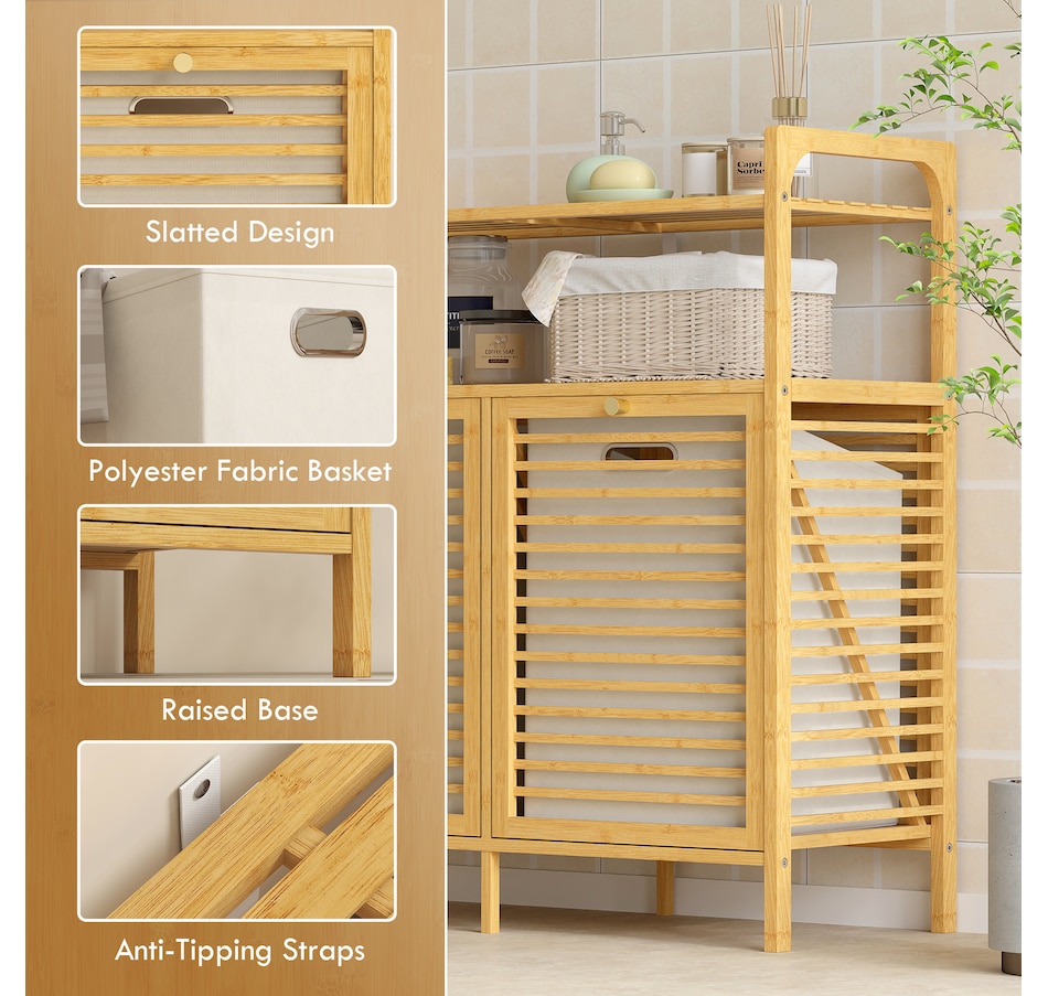 Image 934424_ALTMORE6.jpg, Product 934-424 / Price $124.99, HOMCOM Double Tilt Out Laundry Hamper, Bamboo Laundry Cabinet, Natural from HOMCOM on TSC.ca's Home & Garden department