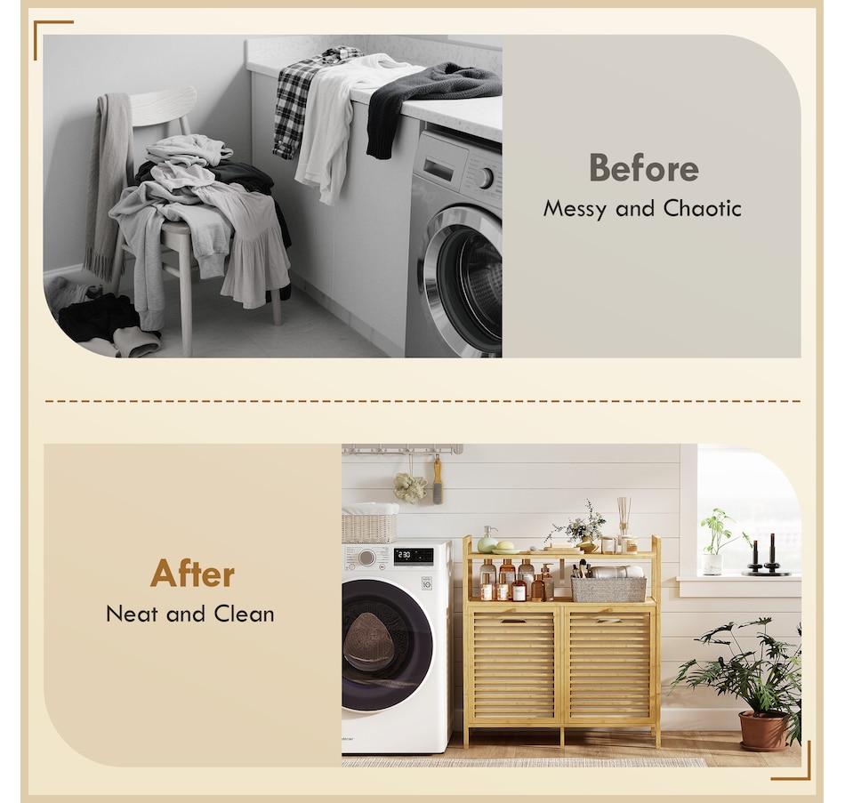 Image 934424_ALTMORE7.jpg, Product 934-424 / Price $124.99, HOMCOM Double Tilt Out Laundry Hamper, Bamboo Laundry Cabinet, Natural from HOMCOM on TSC.ca's Home & Garden department