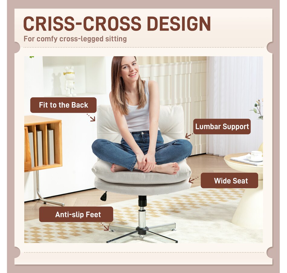 Image 934431_ALTMORE3.jpg, Product 934-431 / Price $139.99, HOMCOM Armless Office Desk Chair, Criss Cross Computer Chair, Light Grey from HOMCOM on TSC.ca's Home & Garden department