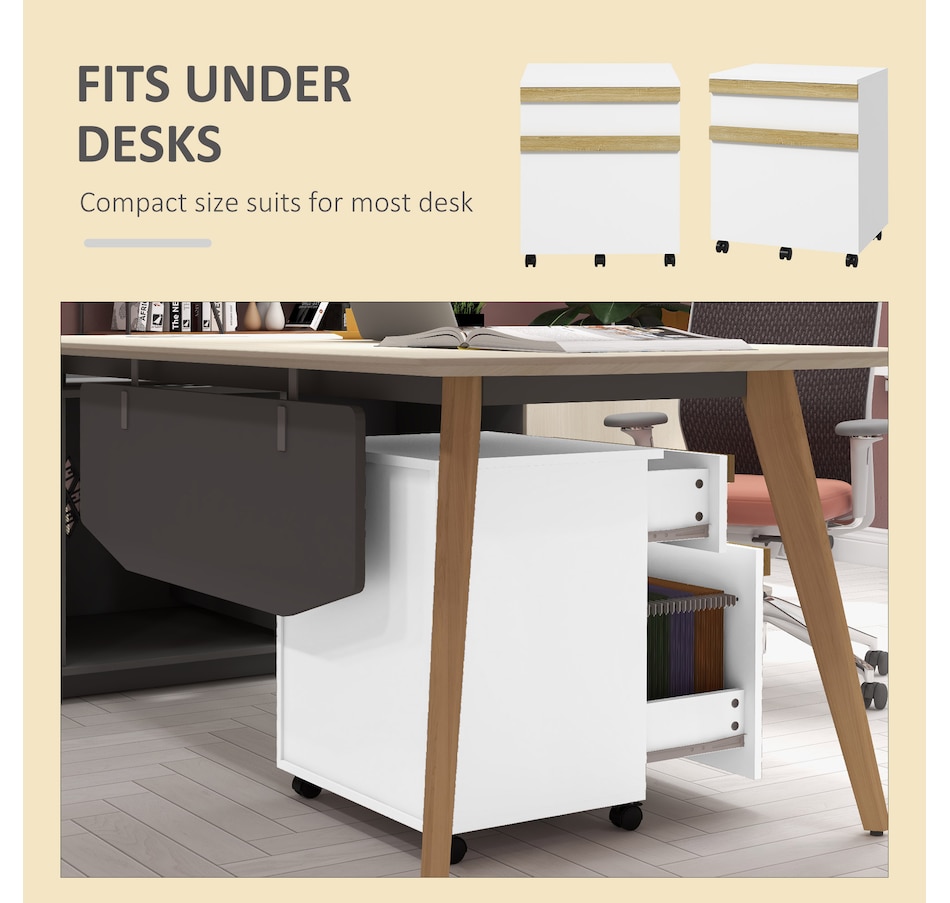 Image 934444_ALTMORE5.jpg, Product 934-444 / Price $72.99, Vinsetto 2 Drawers Filing Cabinet, File Cabinet with 5 Wheels, White from Vinsetto on TSC.ca's Home & Garden department