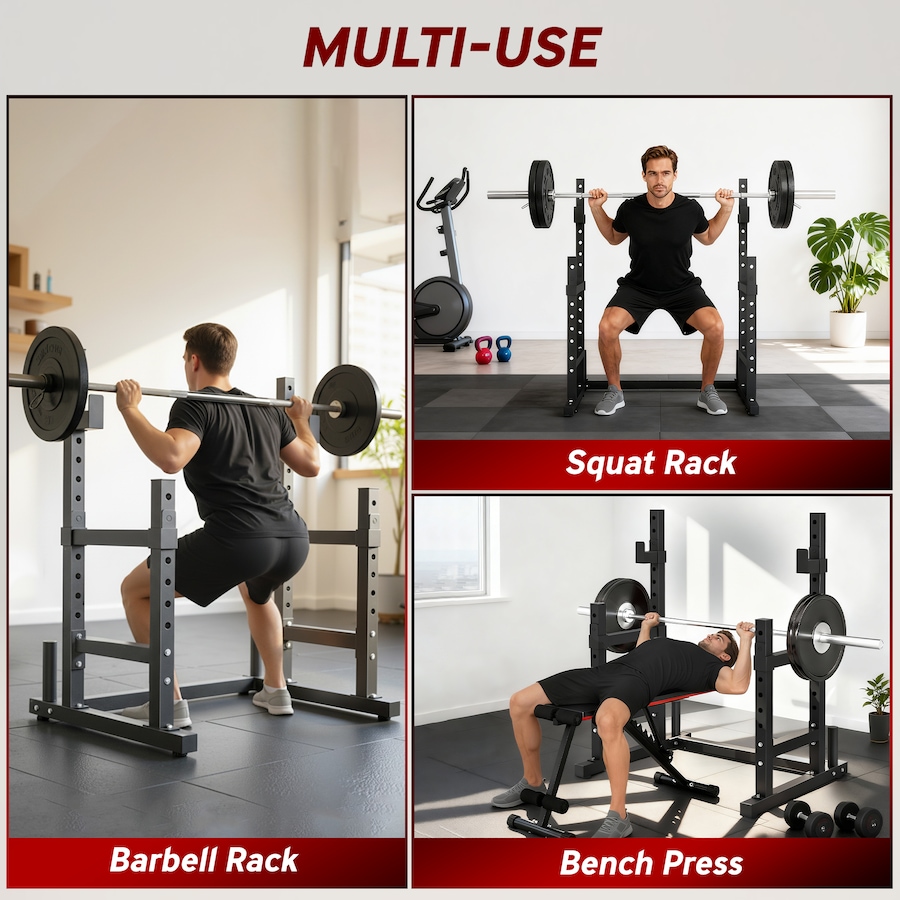 Image 934447_ALTMORE11.jpg, Product 934-447 / Price $129.99, Soozier Adjustable Squat Rack, 660lbs Multi-Function Barbell Rack, Black from Soozier on TSC.ca's Health & Fitness department