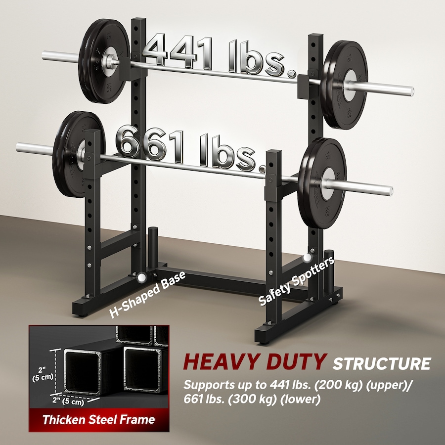 Image 934447_ALTMORE13.jpg, Product 934-447 / Price $129.99, Soozier Adjustable Squat Rack, 660lbs Multi-Function Barbell Rack, Black from Soozier on TSC.ca's Health & Fitness department