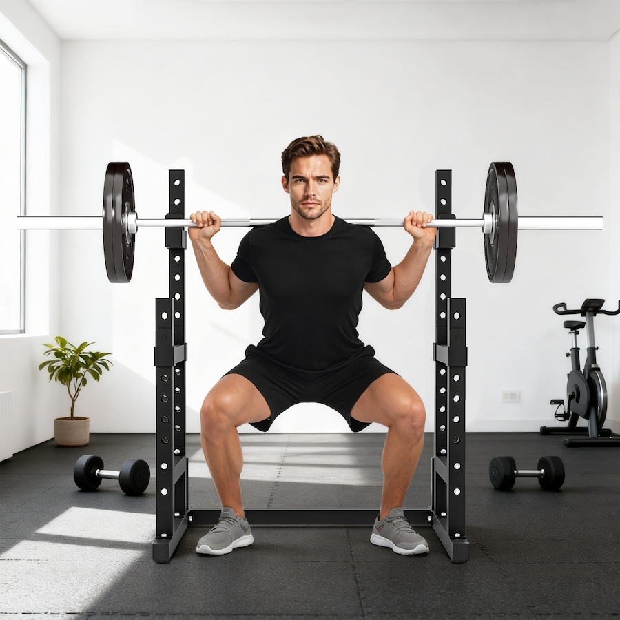 Image 934447_ALTMORE15.jpg, Product 934-447 / Price $129.99, Soozier Adjustable Squat Rack, 660lbs Multi-Function Barbell Rack, Black from Soozier on TSC.ca's Health & Fitness department