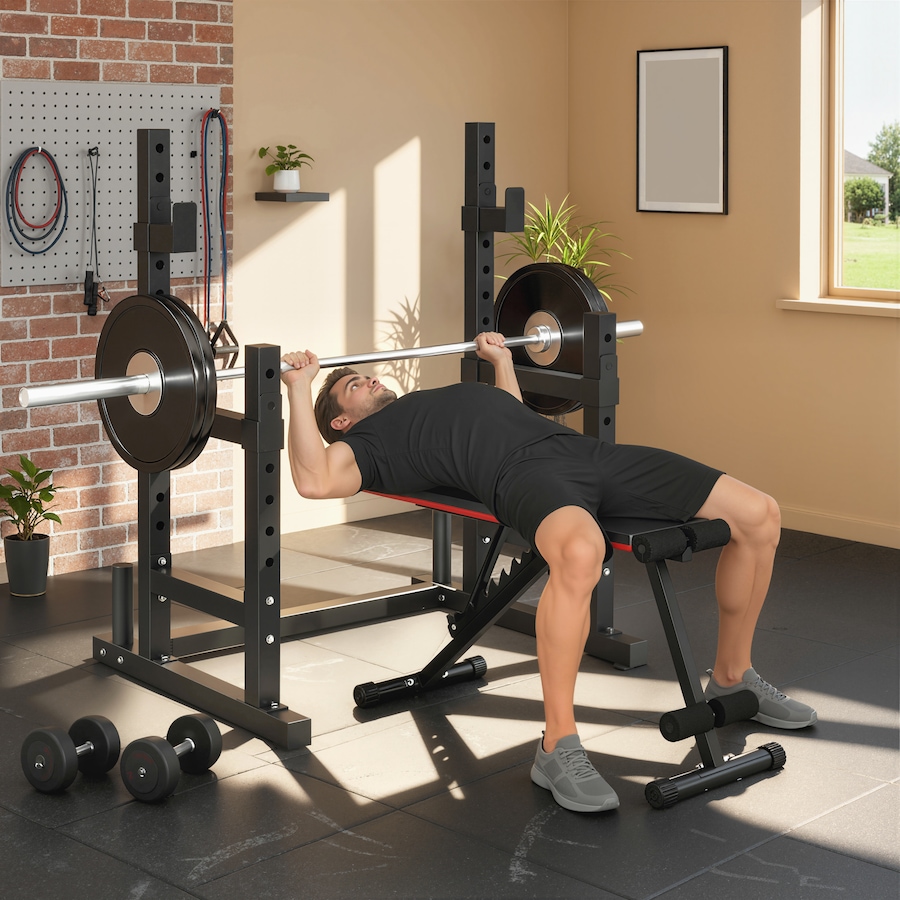 Image 934447_ALTMORE16.jpg, Product 934-447 / Price $129.99, Soozier Adjustable Squat Rack, 660lbs Multi-Function Barbell Rack, Black from Soozier on TSC.ca's Health & Fitness department