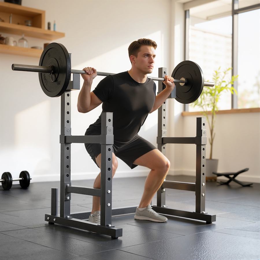 Image 934447_ALTMORE9.jpg, Product 934-447 / Price $129.99, Soozier Adjustable Squat Rack, 660lbs Multi-Function Barbell Rack, Black from Soozier on TSC.ca's Health & Fitness department