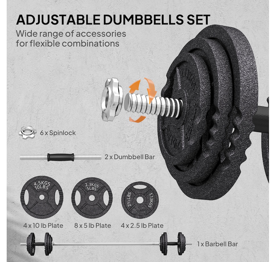 Image 934449_ALTMORE11.jpg, Product 934-449 / Price $350.99, Soozier Adjustable Dumbbell Set, 2 in 1 Weights Set for Home Gym, 112lb from Soozier on TSC.ca's Health & Fitness department