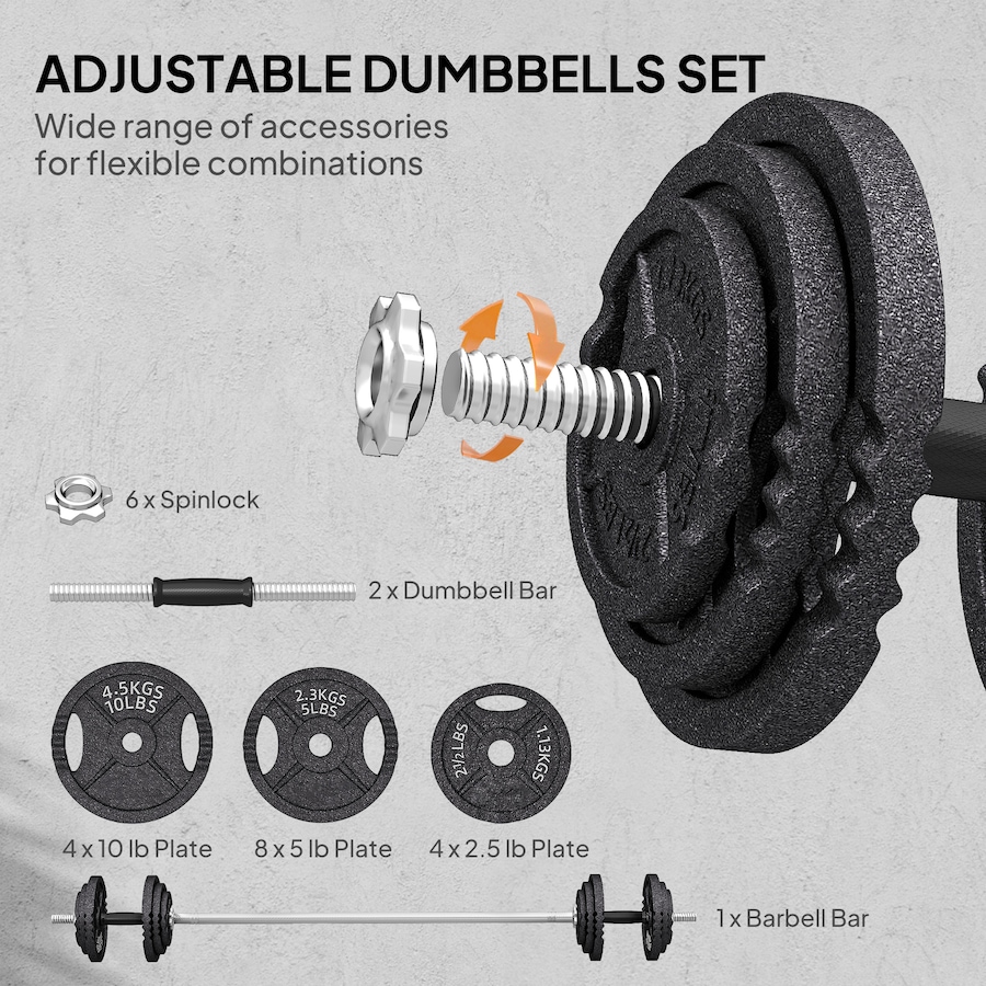 Image 934449_ALTMORE11.jpg, Product 934-449 / Price $169.99, Soozier Adjustable Dumbbell Set, 2 in 1 Weights Set for Home Gym, 112lb from Soozier on TSC.ca's Health & Fitness department