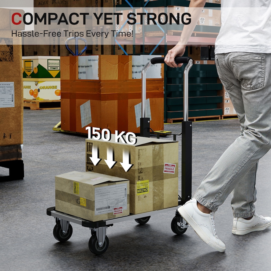 Image 934452_ALTMORE3.jpg, Product 934-452 / Price $82.99, HOMCOM Folding Hand Truck, 330 lbs Heavy Duty Trolley Luggage Cart, Silver from HOMCOM on TSC.ca's Home & Garden department