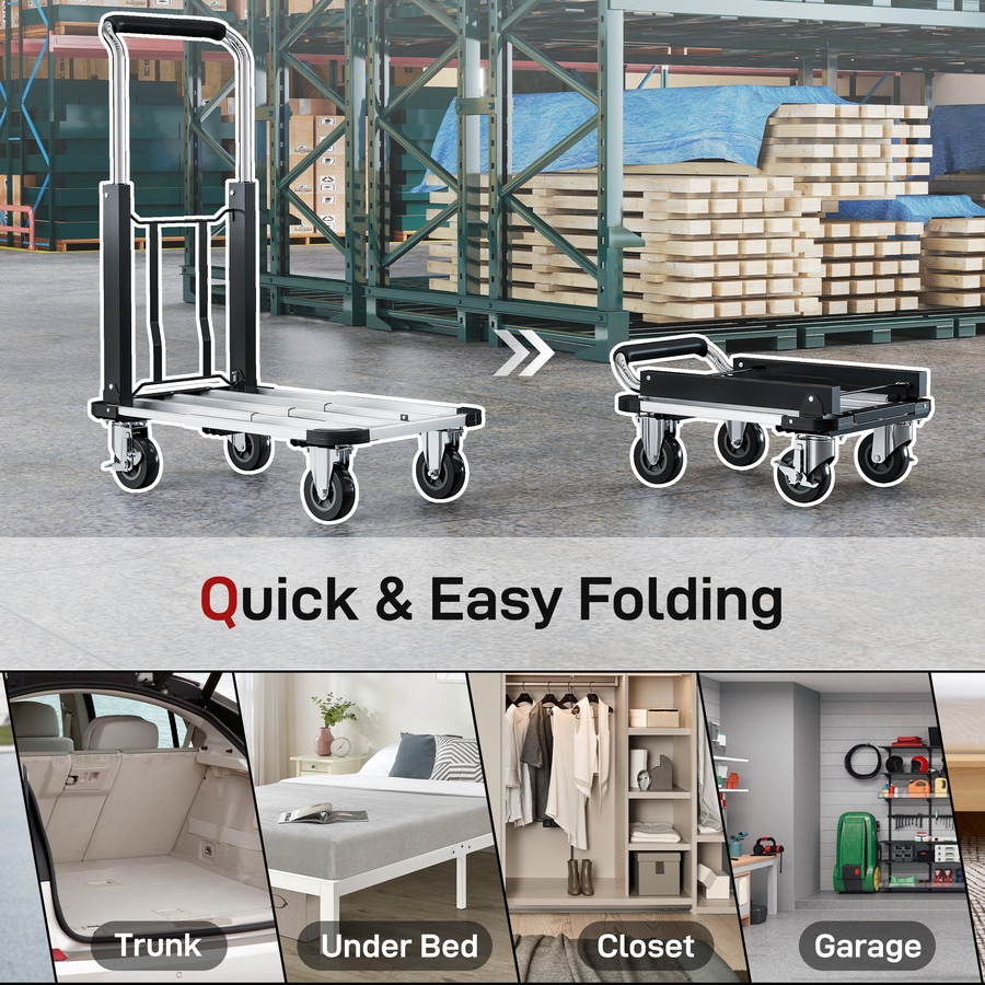 Image 934452_ALTMORE6.jpg, Product 934-452 / Price $82.99, HOMCOM Folding Hand Truck, 330 lbs Heavy Duty Trolley Luggage Cart, Silver from HOMCOM on TSC.ca's Home & Garden department