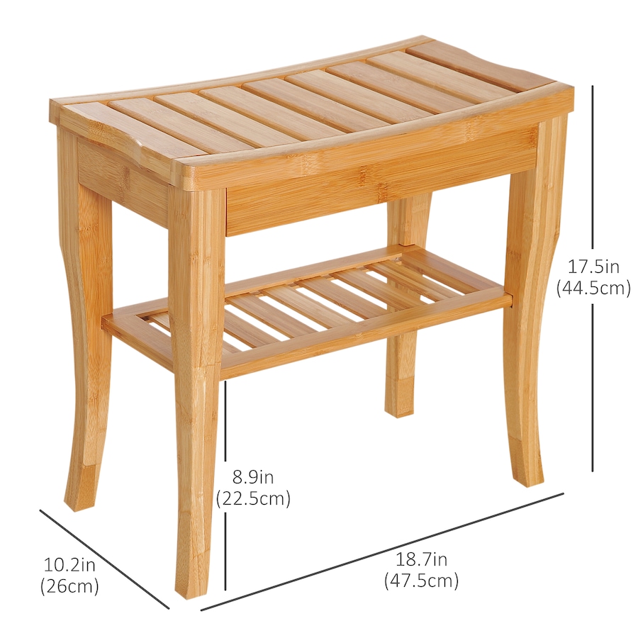 Image 934455_ALTMORE2.jpg, Product 934-455 / Price $64.99, 20" Bamboo Shower Bench Spa Bath Stool Bathroom Organizer Storage Shelf from HOMCOM on TSC.ca's Home & Garden department