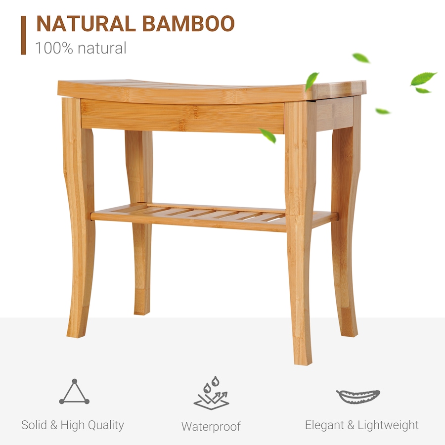 Image 934455_ALTMORE4.jpg, Product 934-455 / Price $64.99, 20" Bamboo Shower Bench Spa Bath Stool Bathroom Organizer Storage Shelf from HOMCOM on TSC.ca's Home & Garden department