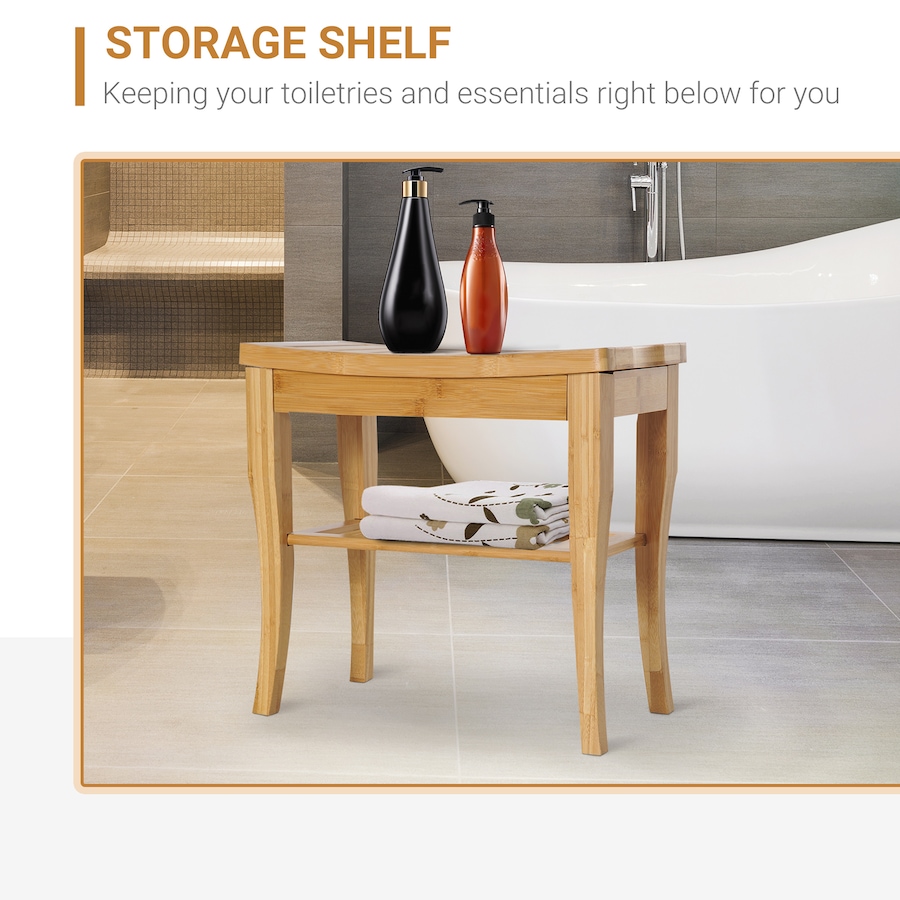 Image 934455_ALTMORE7.jpg, Product 934-455 / Price $64.99, 20" Bamboo Shower Bench Spa Bath Stool Bathroom Organizer Storage Shelf from HOMCOM on TSC.ca's Home & Garden department