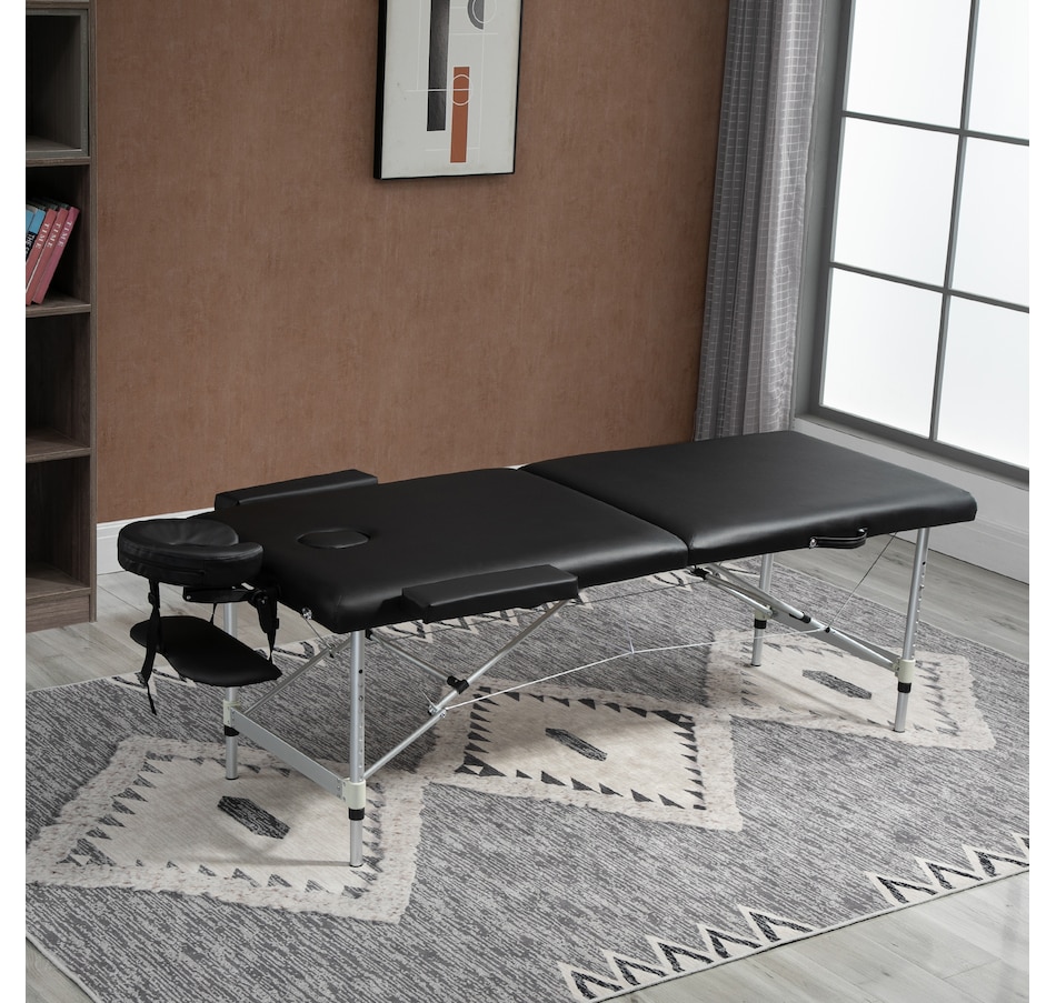 Image 934457_ALTMORE1.jpg, Product 934-457 / Price $309.99, 2 Section Massage Table Spa Bed Adjustable Portable w/ Carry Case Black from HOMCOM on TSC.ca's Health & Fitness department