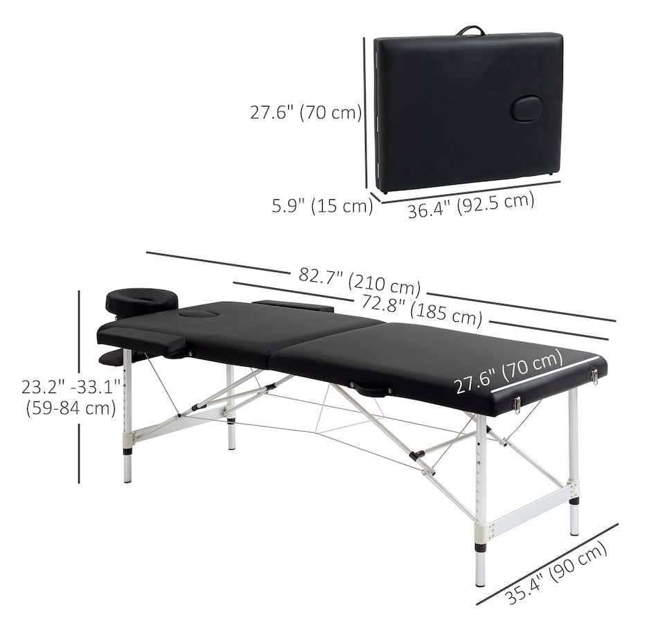 Image 934457_ALTMORE2.jpg, Product 934-457 / Price $309.99, 2 Section Massage Table Spa Bed Adjustable Portable w/ Carry Case Black from HOMCOM on TSC.ca's Health & Fitness department
