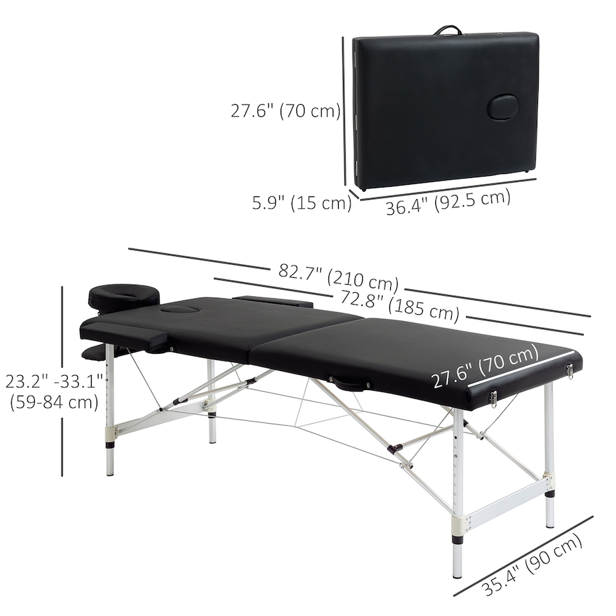 Image 934457_ALTMORE2.jpg, Product 934-457 / Price $159.99, 2 Section Massage Table Spa Bed Adjustable Portable w/ Carry Case Black from HOMCOM on TSC.ca's Health & Fitness department
