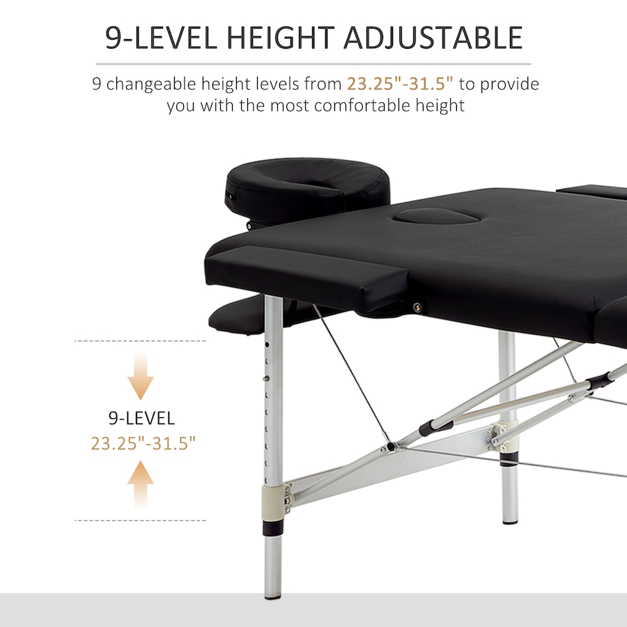 Image 934457_ALTMORE3.jpg, Product 934-457 / Price $159.99, 2 Section Massage Table Spa Bed Adjustable Portable w/ Carry Case Black from HOMCOM on TSC.ca's Health & Fitness department