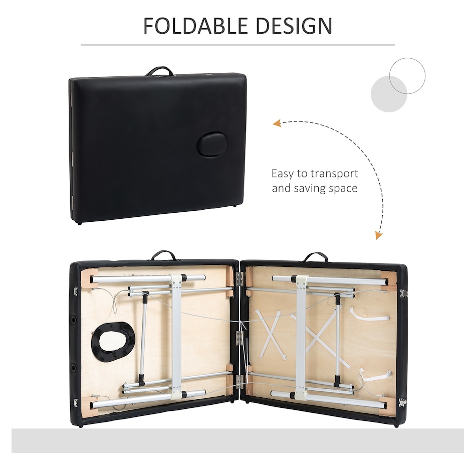 Image 934457_ALTMORE6.jpg, Product 934-457 / Price $309.99, 2 Section Massage Table Spa Bed Adjustable Portable w/ Carry Case Black from HOMCOM on TSC.ca's Health & Fitness department