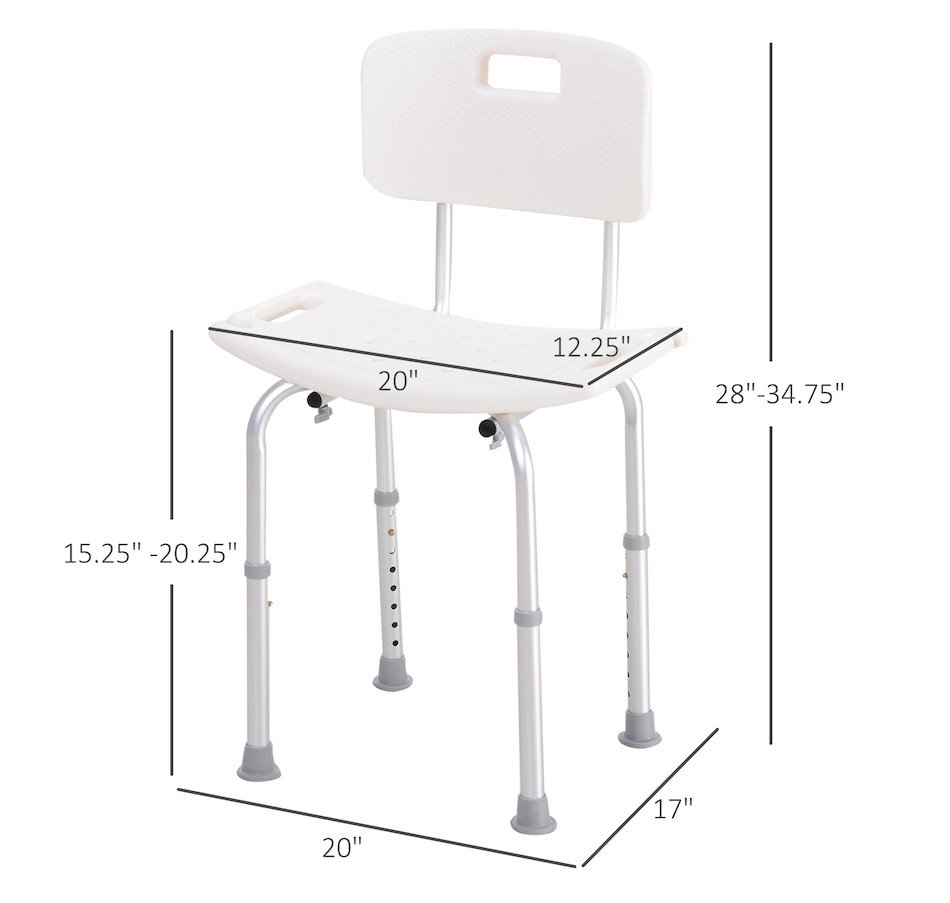 Image 934458_ALTMORE2.jpg, Product 934-458 / Price $53.99, 33.7" Bath Chair Seat Safety Bathroom Aids Adjustable Positions White from HOMCOM on TSC.ca's department