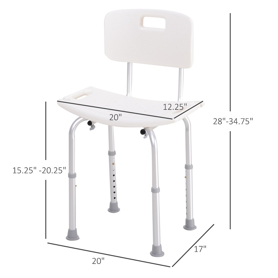 Image 934458_ALTMORE2.jpg, Product 934-458 / Price $52.99, 33.7" Bath Chair Seat Safety Bathroom Aids Adjustable Positions White from HOMCOM on TSC.ca's department