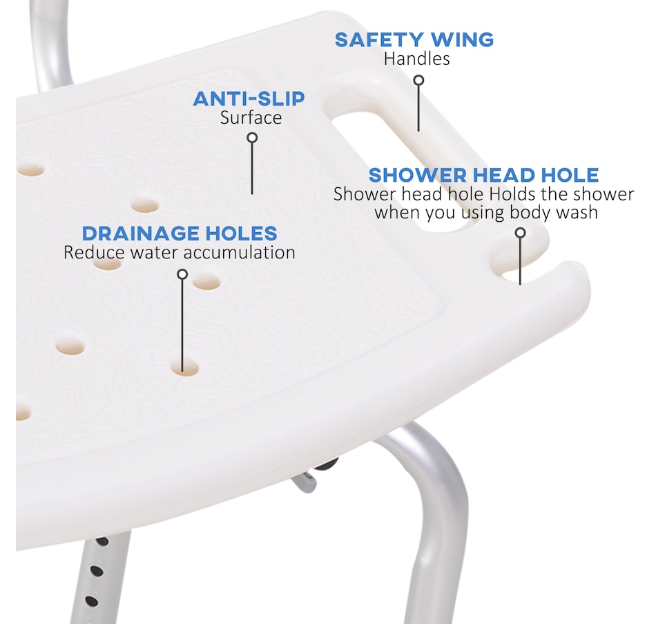Image 934458_ALTMORE3.jpg, Product 934-458 / Price $53.99, 33.7" Bath Chair Seat Safety Bathroom Aids Adjustable Positions White from HOMCOM on TSC.ca's department